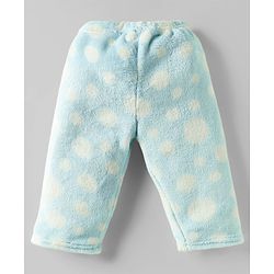 Babyhug Velour Knit Full Sleeves Co-ords Night Suit With Polka Dots - Light Blue