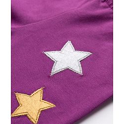Babyhug Cotton Lycra Full Length Legging with Stretch & Stars Embroidery - Purple