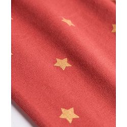 Babyhug Cotton Lycra Knit Full Length Leggings with Stretch & Stars Print - Rust Orange