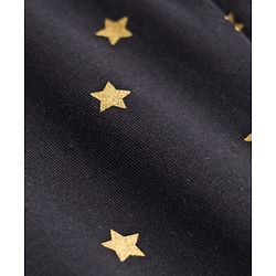 Babyhug Cotton Lycra Knit Full Length Leggings With Stretch & Star Print - Black