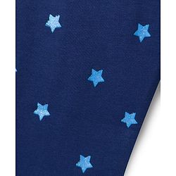 Babyhug Cotton Lycra Knit Full Length Leggings With Star Print & Stretch - Navy Blue