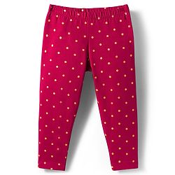 Babyhug Cotton Lycra Knit Full Length Leggings With Stretch & Polka Dots Print - Dark Pink