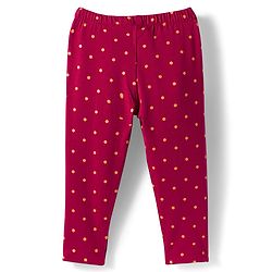 Babyhug Cotton Lycra Knit Full Length Leggings With Stretch & Polka Dots Print - Dark Pink