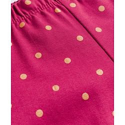Babyhug Cotton Lycra Knit Full Length Leggings With Stretch & Polka Dots Print - Dark Pink