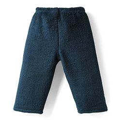 Babyhug Velour Knit Full Sleeves Winterwear Nightsuit with Bear Patch - Navy Blue
