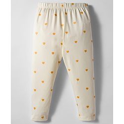 Babyhug Cotton Lycra Full Length Legging With Stretch & Heart Print - White