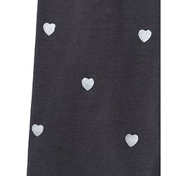 Babyhug Cotton Lycra Knit Full Length Leggings With Heart Print & Stretch - Charcoal Grey