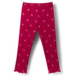 Babyhug Rib Cotton Lycra Knit Full Length Leggings With Stretch & Butterfly Print - Pink