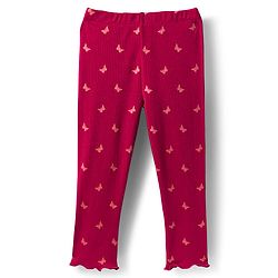 Babyhug Rib Cotton Lycra Knit Full Length Leggings With Stretch & Butterfly Print - Pink