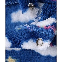 Babyhug Velour Knit Full Sleeves Co-ord Winterwear Night Suit with Rainbow Print - Blue