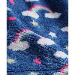 Babyhug Velour Knit Full Sleeves Co-ord Winterwear Night Suit with Rainbow Print - Blue