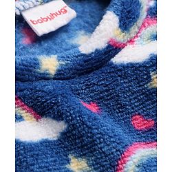 Babyhug Velour Knit Full Sleeves Co-ord Winterwear Night Suit with Rainbow Print - Blue