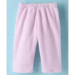 Babyhug Velour Knit Full Sleeves Night Suit With Animal Embriodery - White & Pink