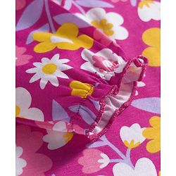Babyhug 100% Cotton Knit Full Sleeves Top with Floral Print & Frill Detailing - Pink