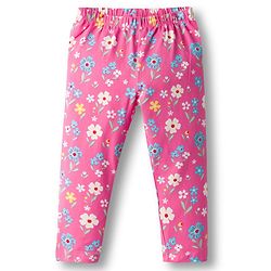 Babyhug  Cotton Lycra Knit Full Length Leggings With Stretch & Floral Print Pack Of 5 - Multicolour