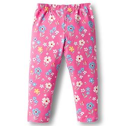 Babyhug  Cotton Lycra Knit Full Length Leggings With Stretch & Floral Print Pack Of 5 - Multicolour