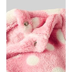 Babyhug Velour Knit Full Sleeves Co-ords Winter Night Suit With Polka Dot Print - Pink