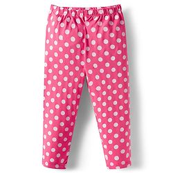 Babyhug Cotton Lycra knit Full Length  Leggings With Stretch Polka Dots & Floral Print Pack of 5 - Pink Yellow & Light Blue