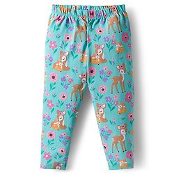 Babyhug Cotton Lycra knit Full Length  Leggings With Stretch Polka Dots & Floral Print Pack of 5 - Pink Yellow & Light Blue