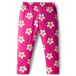 Babyhug Cotton Knit Full Length Leggings With Stretch & Floral Print Pack Of 5 - Multicolour