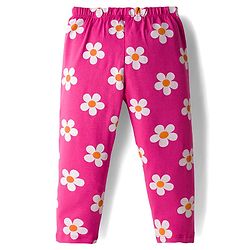 Babyhug Cotton Knit Full Length Leggings With Stretch & Floral Print Pack Of 5 - Multicolour
