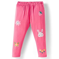 Babyhug Cotton Lycra Full Length Leggings With Stretch Polka Dots & Floral Print Pack of 5 - Navy Blue Pink & Orange