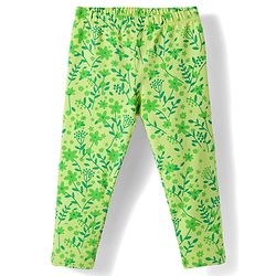 Babyhug Cotton Lycra Knit Full Length Leggings with Polka Dots Floral & Fruits Print Pack of 3 - Green Pink & Navy Blue