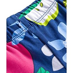 Babyhug Cotton Lycra Knit Full Length Leggings with Polka Dots Floral & Fruits Print Pack of 3 - Green Pink & Navy Blue