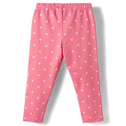 Babyhug Cotton Lycra Knit Full Length Leggings with Polka Dots Floral & Fruits Print Pack of 3 - Green Pink & Navy Blue