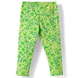 Babyhug Cotton Lycra Knit Full Length Leggings with Polka Dots Floral & Fruits Print Pack of 3 - Green Pink & Navy Blue