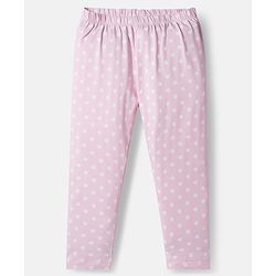Babyhug Cotton Lycra Knit Full Length Leggings with Stretch Polka Dots & Floral Print Pack of 3 - Pink & Light Orange