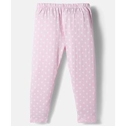 Babyhug Cotton Lycra Knit Full Length Leggings with Stretch Polka Dots & Floral Print Pack of 3 - Pink & Light Orange