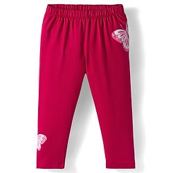 Babyhug  Cotton Knit Full Length Leggings With Stretch & Floral Print Pack Of 3 - Blue Pink & Red