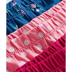 Babyhug  Cotton Knit Full Length Leggings With Stretch & Floral Print Pack Of 3 - Blue Pink & Red