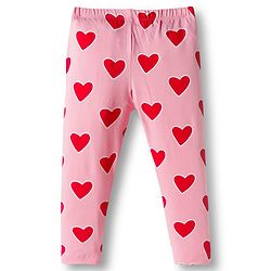Babyhug Cotton Knit Full Length Leggings With Heart Print Pack Of 3 - Navy Blue Pink & White