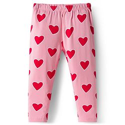 Babyhug Cotton Knit Full Length Leggings With Heart Print Pack Of 3 - Navy Blue Pink & White