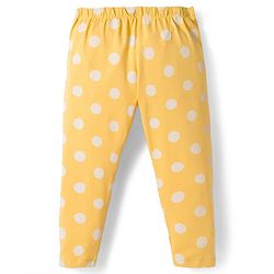 Babyhug Cotton Knit Full Length Leggings With Floral & Polka Dot Print Pack Of 3 - Pink Yellow & Green