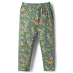 Babyhug Cotton Knit Full Length Leggings With Floral & Polka Dot Print Pack Of 3 - Pink Yellow & Green