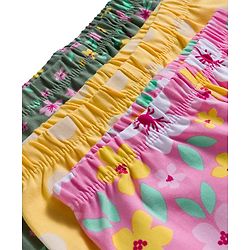 Babyhug Cotton Knit Full Length Leggings With Floral & Polka Dot Print Pack Of 3 - Pink Yellow & Green