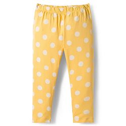 Babyhug Cotton Knit Full Length Leggings With Floral & Polka Dot Print Pack Of 3 - Pink Yellow & Green