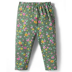 Babyhug Cotton Knit Full Length Leggings With Floral & Polka Dot Print Pack Of 3 - Pink Yellow & Green