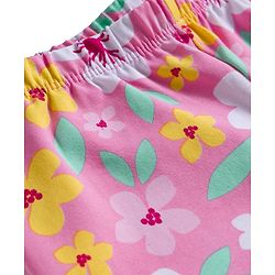 Babyhug Cotton Knit Full Length Leggings With Floral & Polka Dot Print Pack Of 3 - Pink Yellow & Green