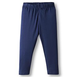 Babyhug Cotton Lycra Knit Full Length Solid Color Leggings With Stretch Pack of 3 - Pink & Navy Blue