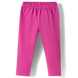 Babyhug Cotton Knit Full Length Solid Colour Leggings Pack Of 3 - Purple Pink & Fuchsia