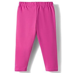 Babyhug Cotton Knit Full Length Solid Colour Leggings Pack Of 3 - Purple Pink & Fuchsia