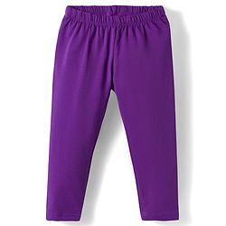 Babyhug Cotton Knit Full Length Solid Colour Leggings Pack Of 3 - Purple Pink & Fuchsia