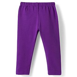 Babyhug Cotton Knit Full Length Solid Colour Leggings Pack Of 3 - Purple Pink & Fuchsia