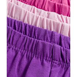 Babyhug Cotton Knit Full Length Solid Colour Leggings Pack Of 3 - Purple Pink & Fuchsia
