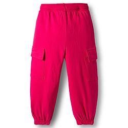 Babyhug French Terry Knit Full Length Lounge Pant with Limited Edition Text Print & Pocket - Dark Pink