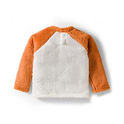 Babyhug Velour Knit Full Raglan Sleeves Winter Wear Night Suit With Dino Print - Orange